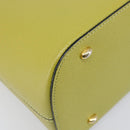 CELINE Hand Bag Leather 2way Green Gold Tone Auth 202586-13