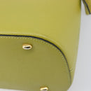 CELINE Hand Bag Leather 2way Green Gold Tone Auth 202586-14