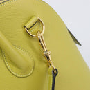 CELINE Hand Bag Leather 2way Green Gold Tone Auth 202586-16