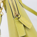 CELINE Hand Bag Leather 2way Green Gold Tone Auth 202586-17