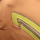 CELINE Hand Bag Leather 2way Green Gold Tone Auth 202586-22