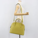 CELINE Hand Bag Leather 2way Green Gold Tone Auth 202586-25