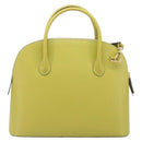 CELINE Hand Bag Leather 2way Green Gold Tone Auth 202586-3