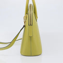 CELINE Hand Bag Leather 2way Green Gold Tone Auth 202586-4