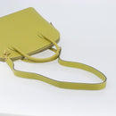 CELINE Hand Bag Leather 2way Green Gold Tone Auth 202586-9