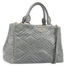 Miu Miu Vitellolux Hand Bag Leather 2way Gray Gold Tone Auth 202588V-1