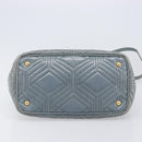 Miu Miu Vitellolux Hand Bag Leather 2way Gray Gold Tone Auth 202588V-5