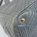 Miu Miu Vitellolux Hand Bag Leather 2way Gray Gold Tone Auth 202588V-17