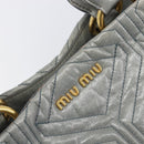 Miu Miu Vitellolux Hand Bag Leather 2way Gray Gold Tone Auth 202588V-20