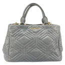 Miu Miu Vitellolux Hand Bag Leather 2way Gray Gold Tone Auth 202588V-13