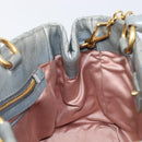 Miu Miu Vitellolux Hand Bag Leather 2way Gray Gold Tone Auth 202588V-22