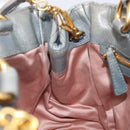 Miu Miu Vitellolux Hand Bag Leather 2way Gray Gold Tone Auth 202588V-23
