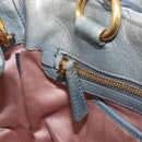 Miu Miu Vitellolux Hand Bag Leather 2way Gray Gold Tone Auth 202588V-24
