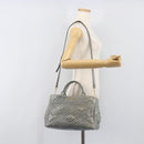 Miu Miu Vitellolux Hand Bag Leather 2way Gray Gold Tone Auth 202588V-28