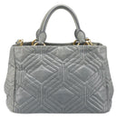 Miu Miu Vitellolux Hand Bag Leather 2way Gray Gold Tone Auth 202588V-2