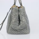 Miu Miu Vitellolux Hand Bag Leather 2way Gray Gold Tone Auth 202588V-3