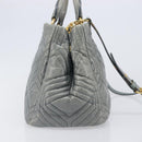 Miu Miu Vitellolux Hand Bag Leather 2way Gray Gold Tone Auth 202588V-4