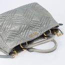 Miu Miu Vitellolux Hand Bag Leather 2way Gray Gold Tone Auth 202588V-6