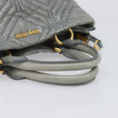 Miu Miu Vitellolux Hand Bag Leather 2way Gray Gold Tone Auth 202588V-7