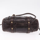 Miu Miu Hand Bag Vitellolux 2way Dark Brown Gold Auth 202590V-5