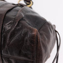 Miu Miu Hand Bag Vitellolux 2way Dark Brown Gold Auth 202590V-16