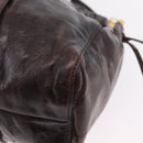 Miu Miu Hand Bag Vitellolux 2way Dark Brown Gold Auth 202590V-18