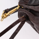 Miu Miu Hand Bag Vitellolux 2way Dark Brown Gold Auth 202590V-20