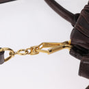 Miu Miu Hand Bag Vitellolux 2way Dark Brown Gold Auth 202590V-21