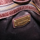 Miu Miu Hand Bag Vitellolux 2way Dark Brown Gold Auth 202590V-23