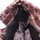 Miu Miu Hand Bag Vitellolux 2way Dark Brown Gold Auth 202590V-25
