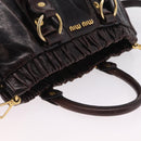 Miu Miu Hand Bag Vitellolux 2way Dark Brown Gold Auth 202590V-6