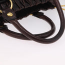 Miu Miu Hand Bag Vitellolux 2way Dark Brown Gold Auth 202590V-7