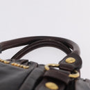 Miu Miu Hand Bag Vitellolux 2way Dark Brown Gold Auth 202590V-14