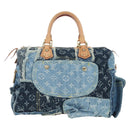 LOUIS VUITTON Monogram Denim Patchwork Speedy 30 Bag Blue M95380 Auth 202605SM-3