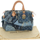 LOUIS VUITTON Monogram Denim Patchwork Speedy 30 Bag Blue M95380 Auth 202605SM-34
