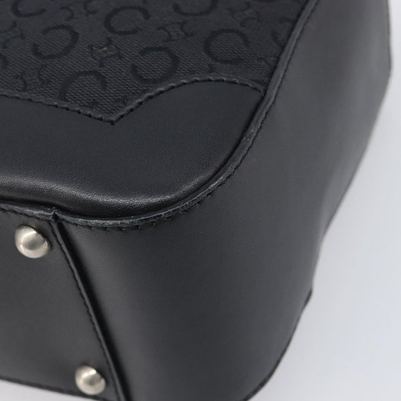 CELINE C Macadam Hand Bag Canvas Black Silver Auth 202613A