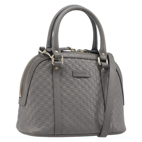 GUCCI Micro GuccissimaGG Hand Bag Leather Outlet 2way Gray 449654 Auth 202614V