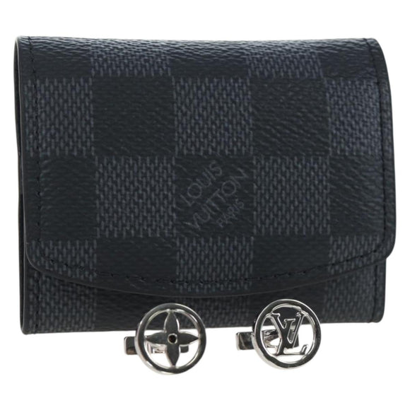 LOUIS VUITTON Damier Graphite Cufflinks LV Catch Cuffs M80188 LV Auth 202616V