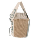 Chloe Mifuko Woody Small Basket Bag Raffia 2way Beige Silver Auth 202617V-1