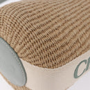 Chloe Mifuko Woody Small Basket Bag Raffia 2way Beige Silver Auth 202617V-15