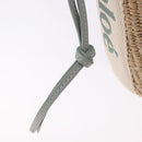 Chloe Mifuko Woody Small Basket Bag Raffia 2way Beige Silver Auth 202617V-17