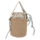 Chloe Mifuko Woody Small Basket Bag Raffia 2way Beige Silver Auth 202617V-3