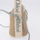 Chloe Mifuko Woody Small Basket Bag Raffia 2way Beige Silver Auth 202617V-4