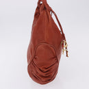 Christian Dior Shoulder Bag Leather Brown Gold Tone Auth 202621V-5