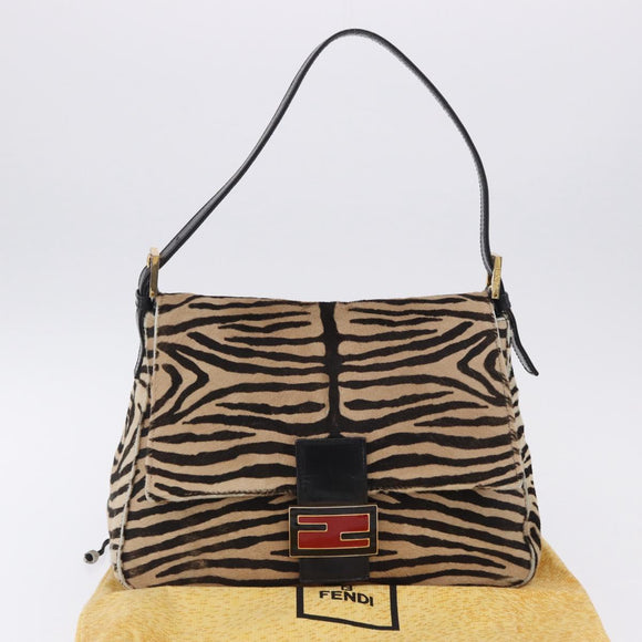 FENDI Mamma Baguette Shoulder Bag Harako leather Brown Gold Auth 202625SAM