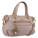 Miu Miu Vitellolux Hand Bag Leather 2way Pink Gold Tone Auth 202628V-1