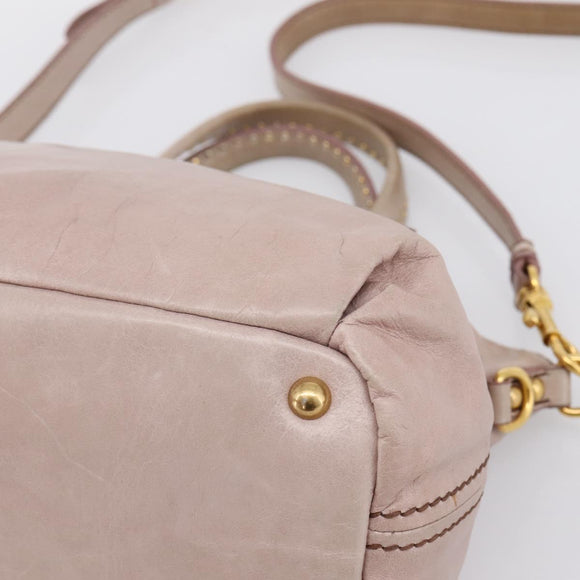 Miu Miu Vitellolux Hand Bag Leather 2way Pink Gold Tone Auth 202628V