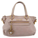 Miu Miu Vitellolux Hand Bag Leather 2way Pink Gold Tone Auth 202628V-2
