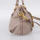 Miu Miu Vitellolux Hand Bag Leather 2way Pink Gold Tone Auth 202628V-4
