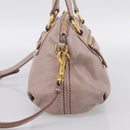 Miu Miu Vitellolux Hand Bag Leather 2way Pink Gold Tone Auth 202628V-5